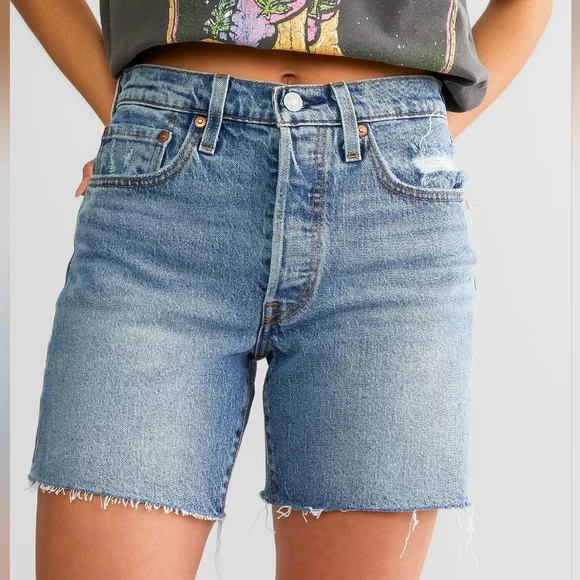 Levi's 501 Mid Thigh High Rise Shorts Odeon Sz 27 NWT - Picture 2 of 11